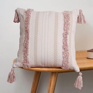 blue page Boho Throw Pillow Cover 20x20 Neutral Tufted Decorative Pillow Cover